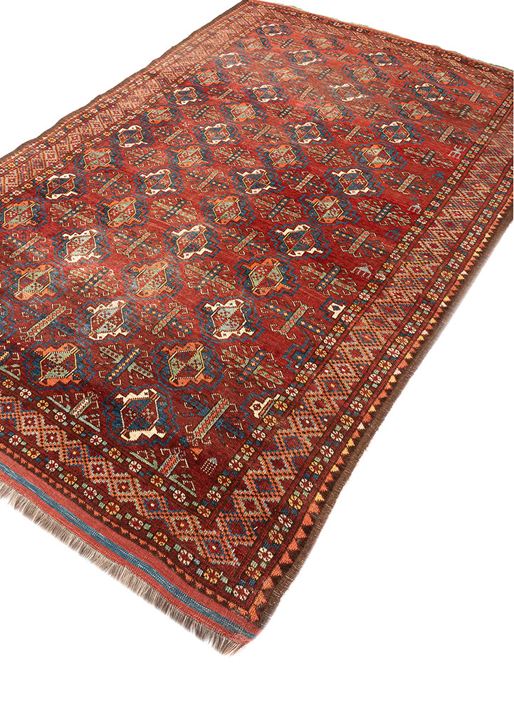 kiaan red and orange wool hand knotted Rug - FloorShot