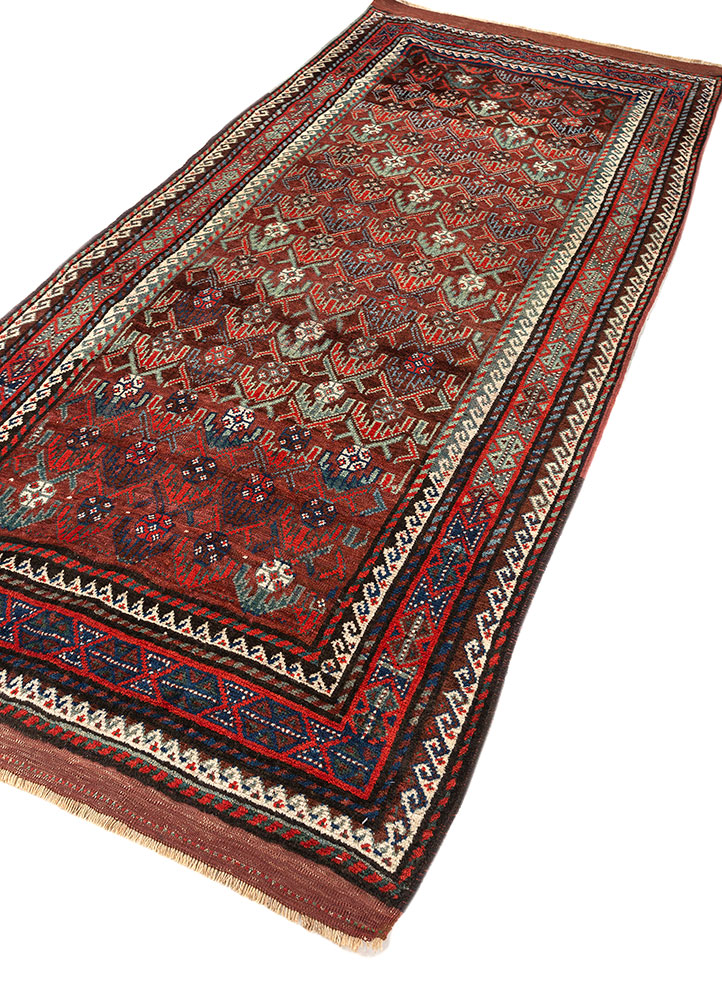 kiaan red and orange wool hand knotted Rug - FloorShot