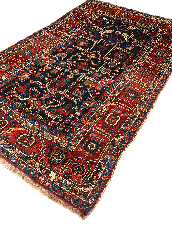 kiaan red and orange wool hand knotted Rug - FloorShot