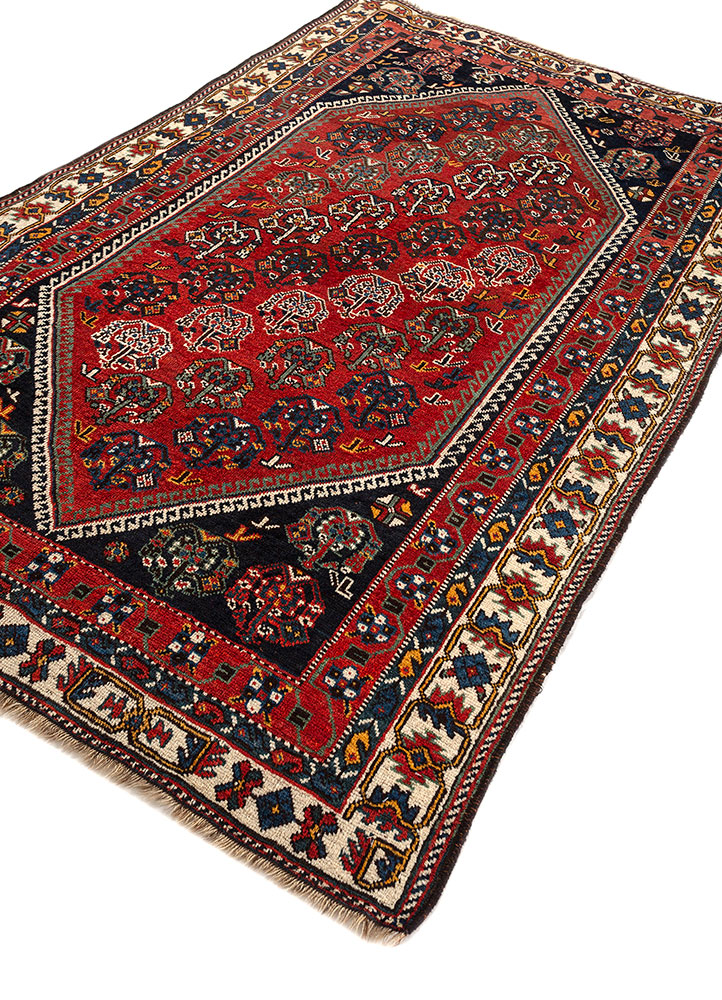 kiaan red and orange wool hand knotted Rug - FloorShot