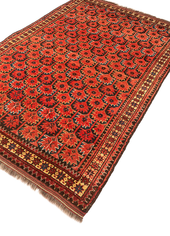 kiaan red and orange wool hand knotted Rug - FloorShot