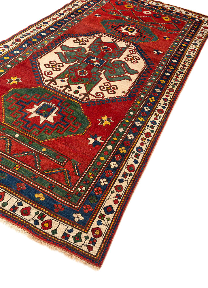 kiaan red and orange wool hand knotted Rug - FloorShot