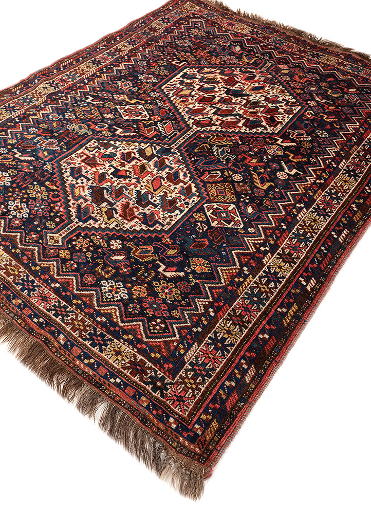 aalam blue wool hand knotted Rug - FloorShot