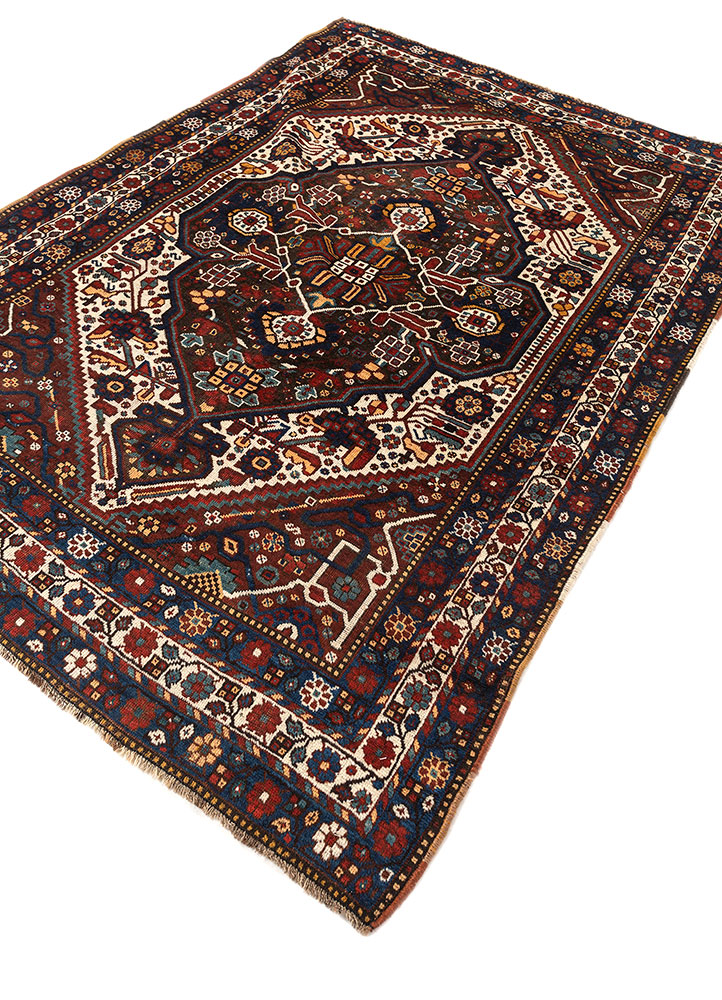 aalam red and orange wool hand knotted Rug - FloorShot
