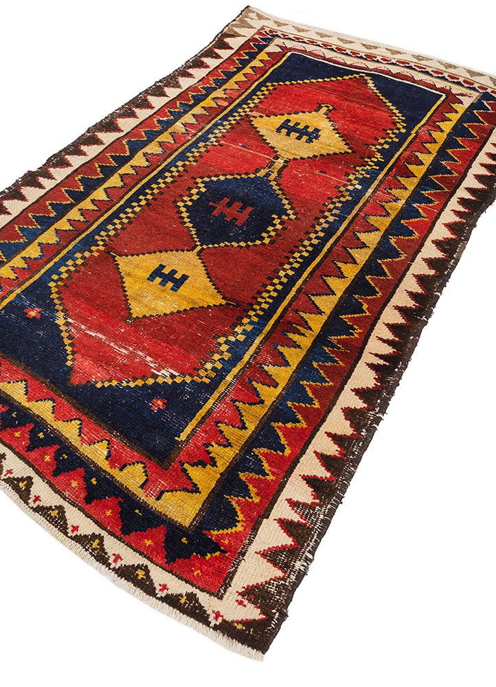nuray red and orange wool hand knotted Rug - FloorShot