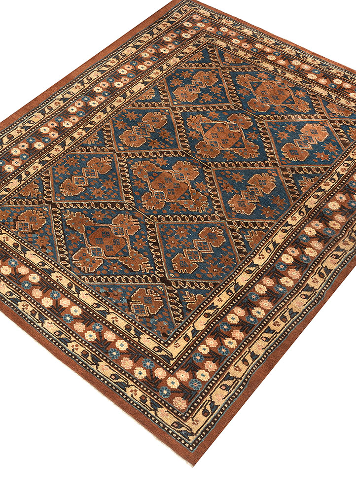 kiaan blue wool hand knotted Rug - FloorShot