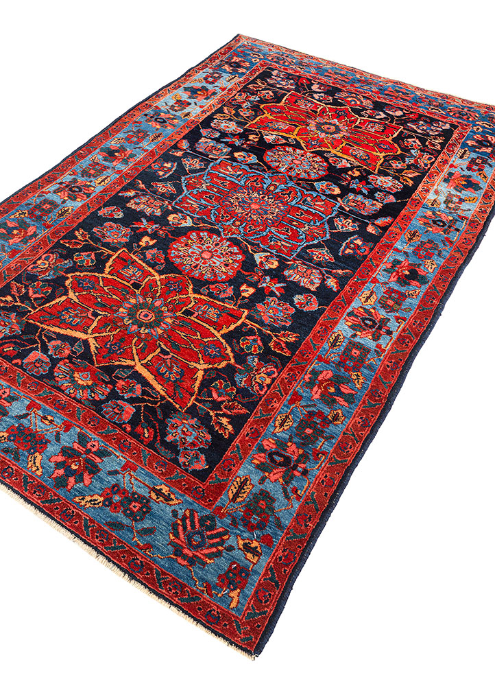 aalam blue wool hand knotted Rug - FloorShot