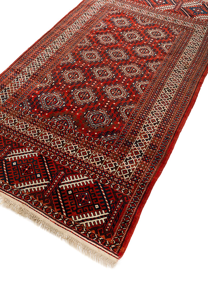 kiaan red and orange wool hand knotted Rug - FloorShot