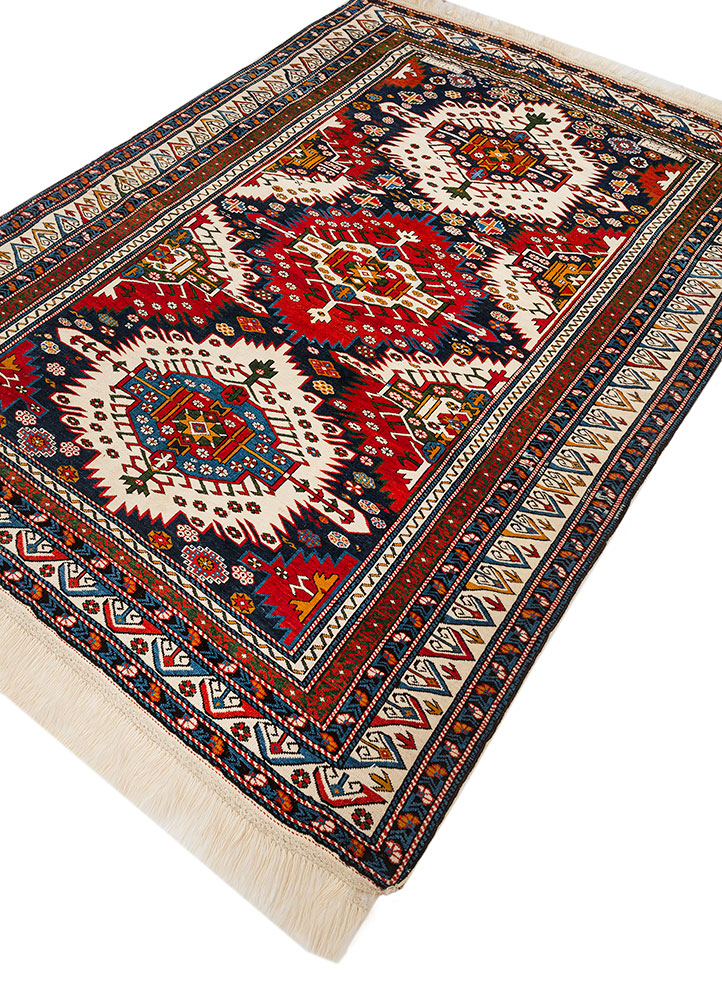aalam blue wool hand knotted Rug - FloorShot