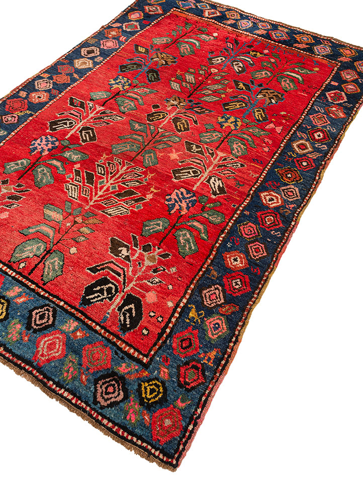 aalam pink and purple wool hand knotted Rug - FloorShot
