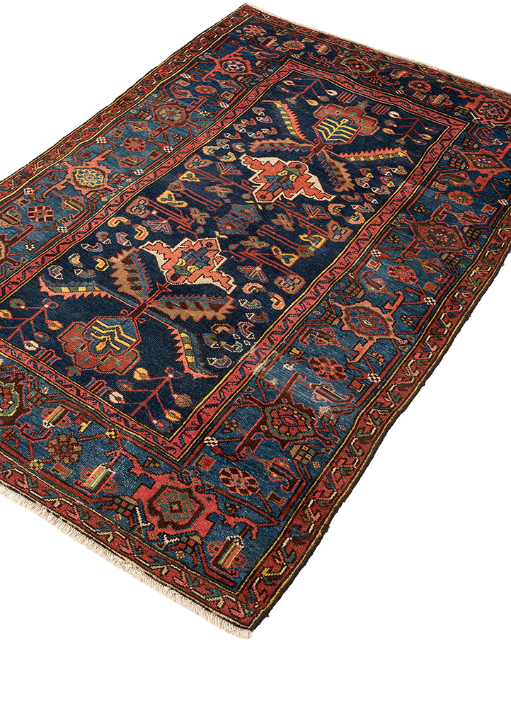 aalam blue wool hand knotted Rug - FloorShot