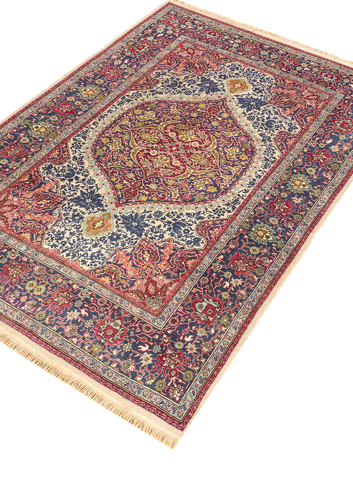 aalam beige and brown wool hand knotted Rug - FloorShot