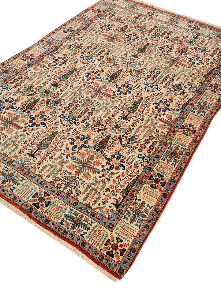aalam ivory wool hand knotted Rug - FloorShot