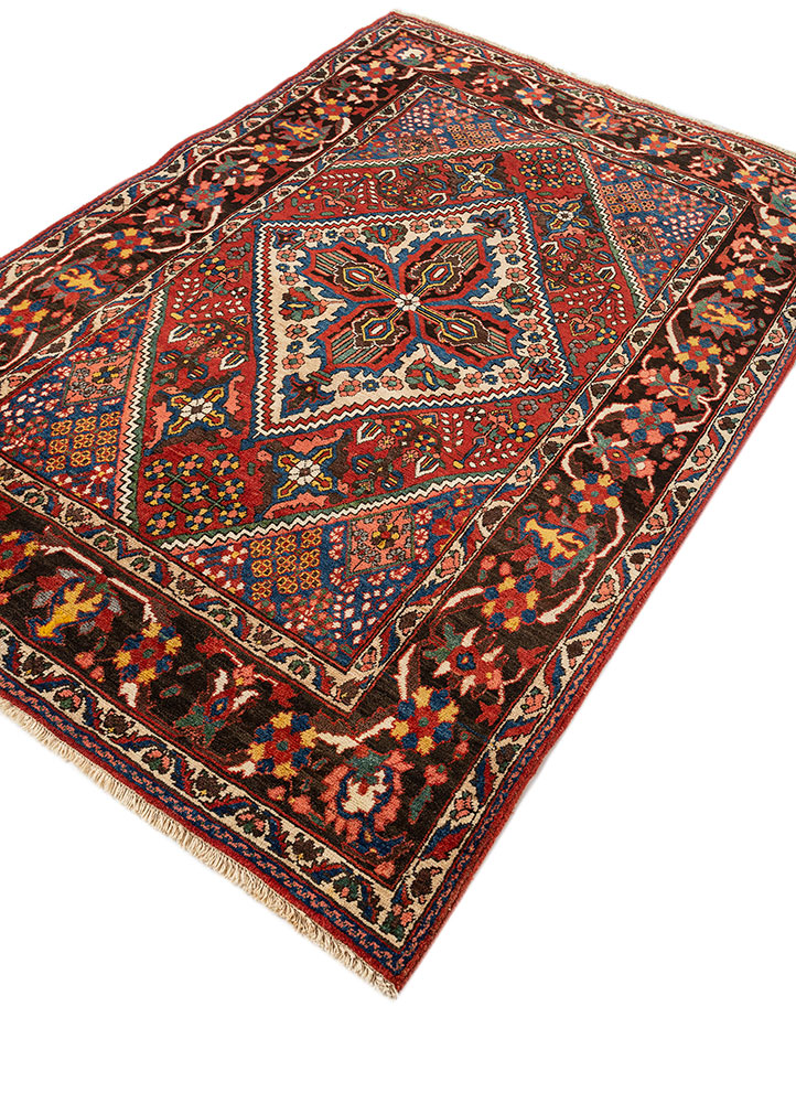 aalam red and orange wool hand knotted Rug - FloorShot