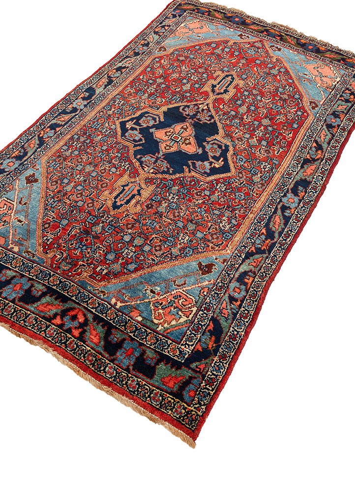 aalam red and orange wool hand knotted Rug - FloorShot