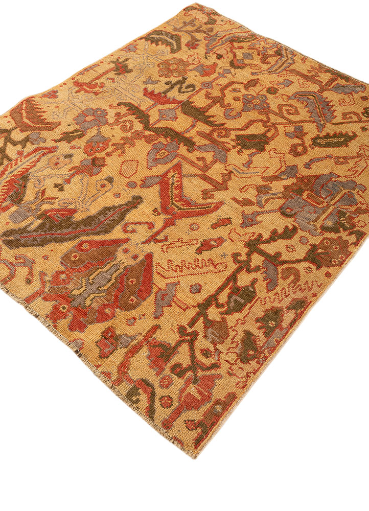 aalam gold wool hand knotted Rug - FloorShot