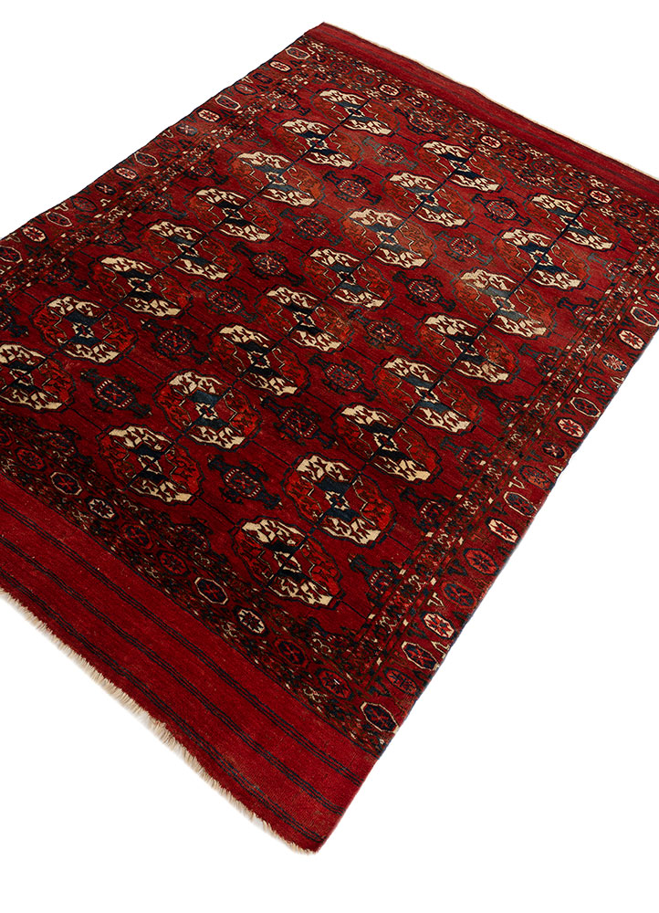 kiaan red and orange wool hand knotted Rug - FloorShot