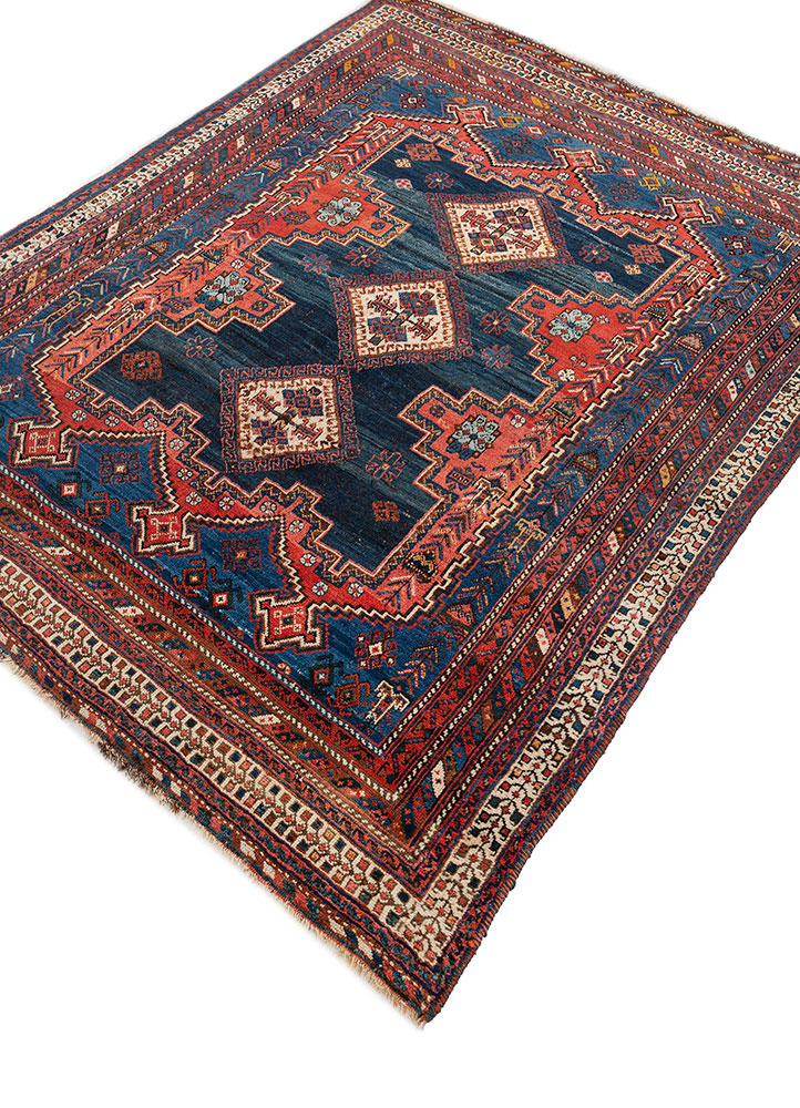 aalam blue wool hand knotted Rug - FloorShot