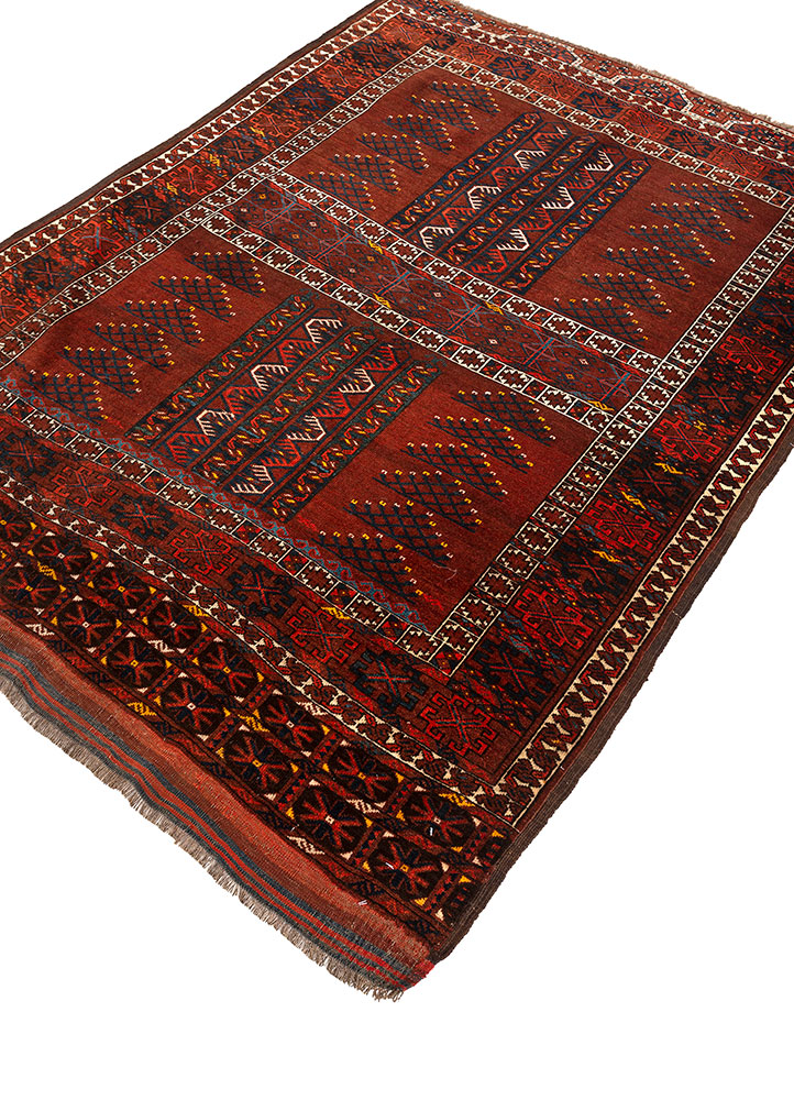 kiaan red and orange wool hand knotted Rug - FloorShot
