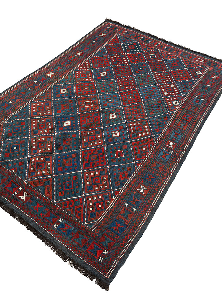 aalam blue wool hand knotted Rug - FloorShot