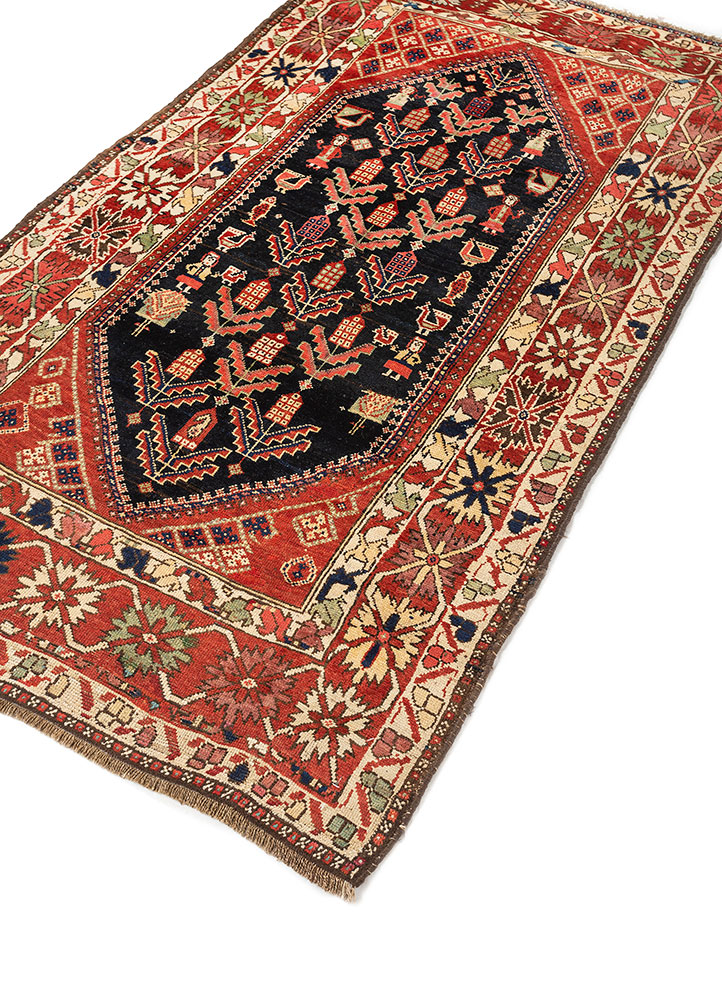 aalam blue wool hand knotted Rug - FloorShot