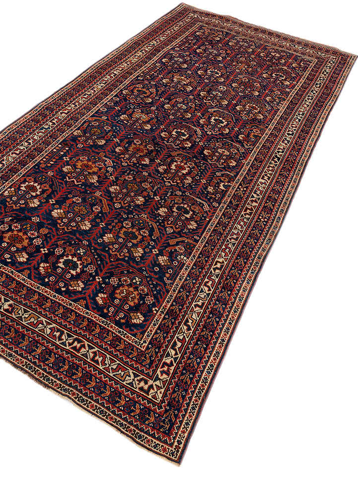 aalam blue wool hand knotted Rug - FloorShot
