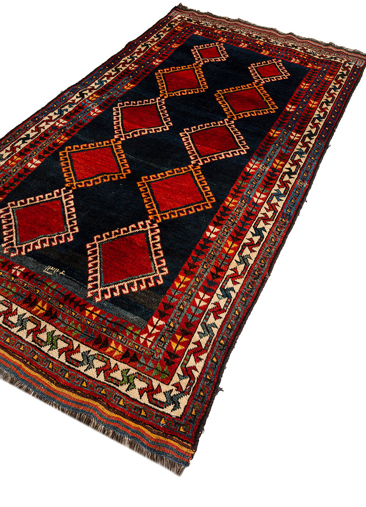 aalam blue wool hand knotted Rug - FloorShot