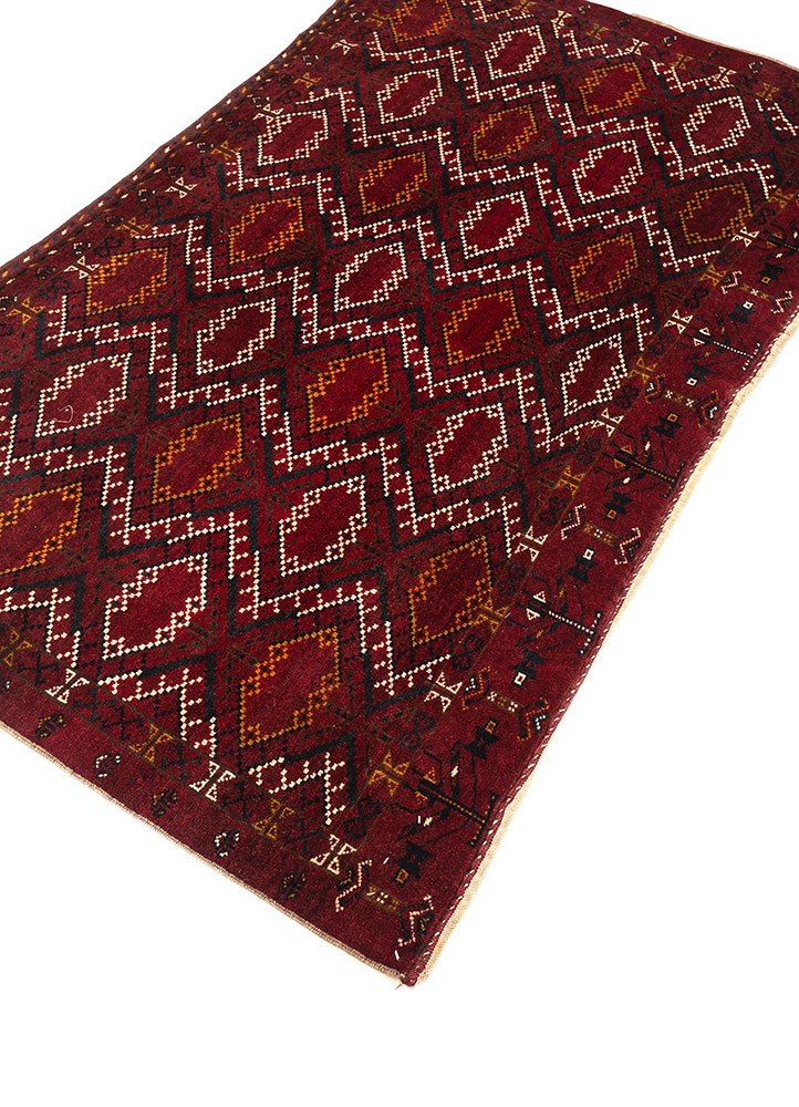 kiaan red and orange wool hand knotted Rug - FloorShot