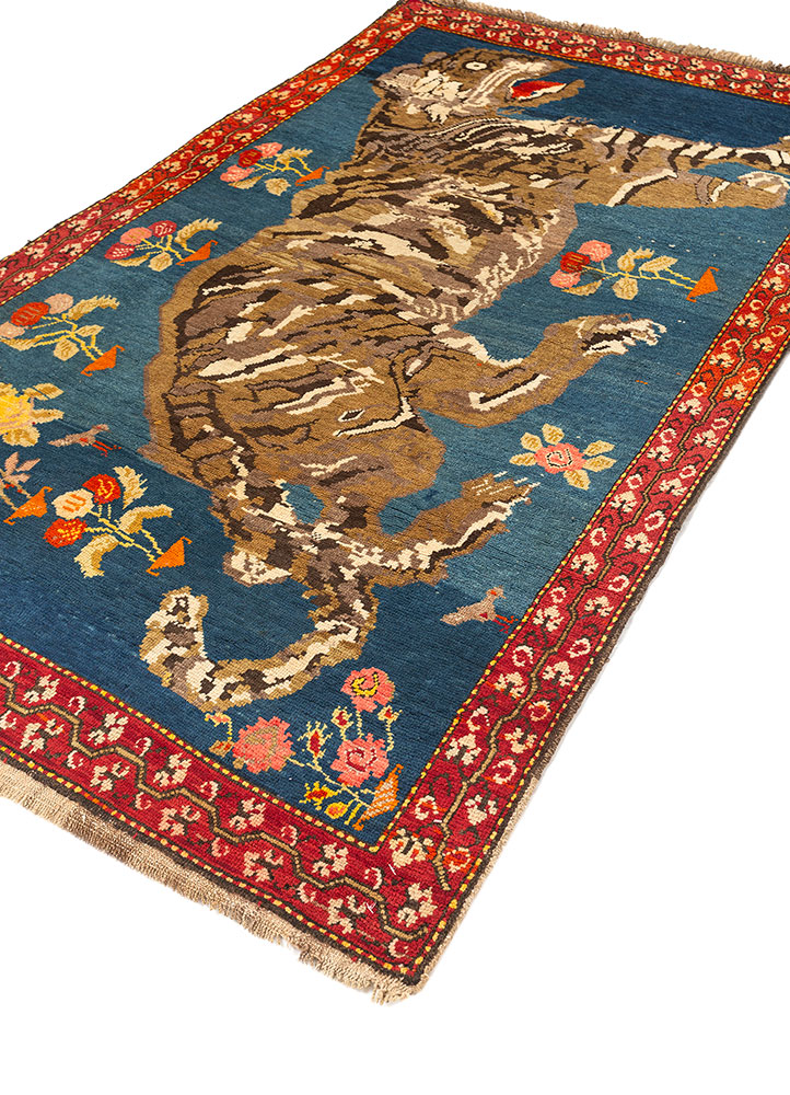 aalam blue wool hand knotted Rug - FloorShot