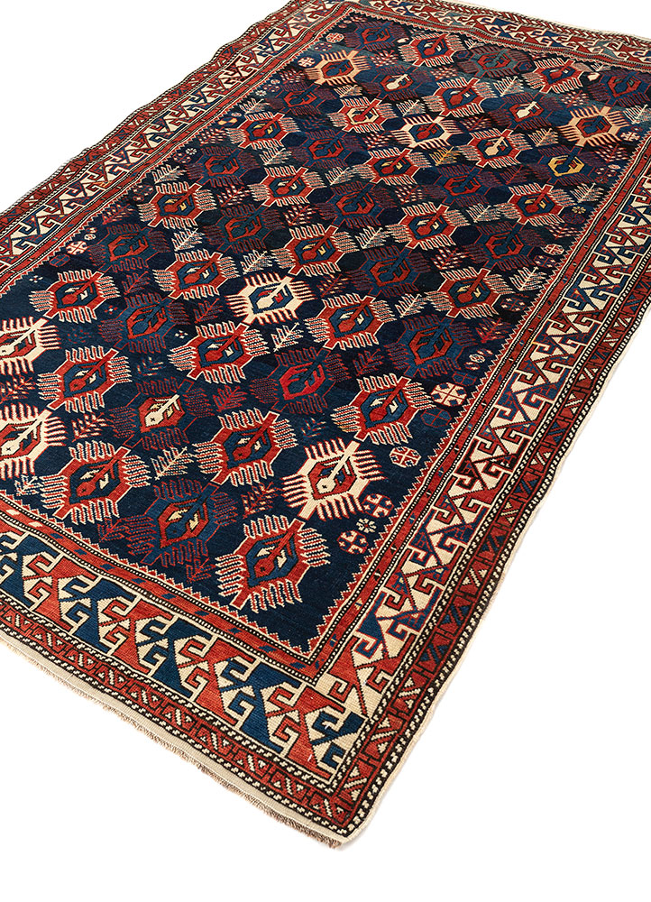 kiaan blue wool hand knotted Rug - FloorShot