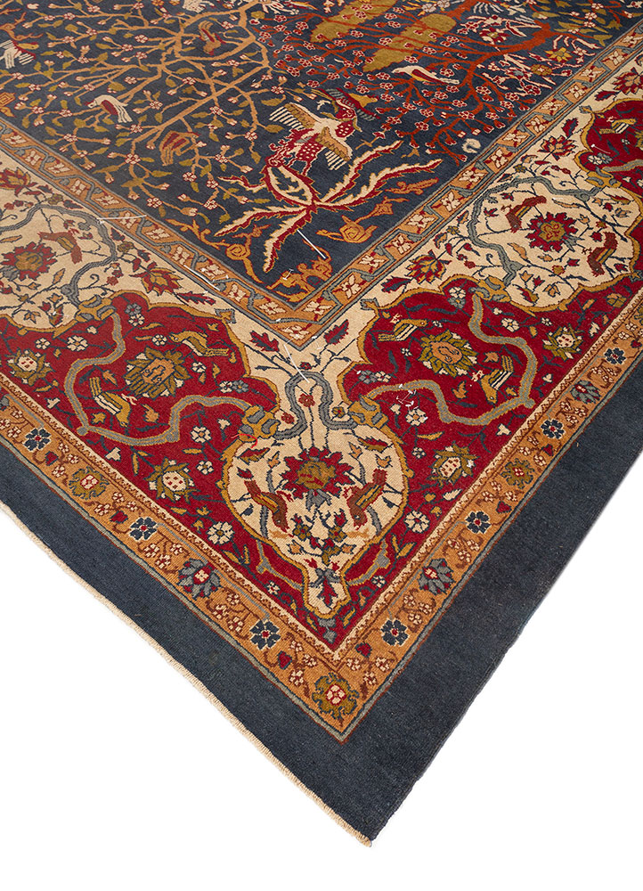 aalam blue wool hand knotted Rug - FloorShot