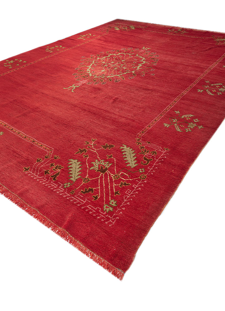 aalam red and orange wool hand knotted Rug - FloorShot