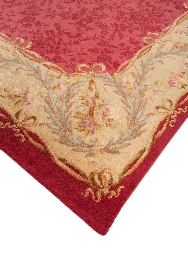 aalam red and orange wool hand knotted Rug - FloorShot