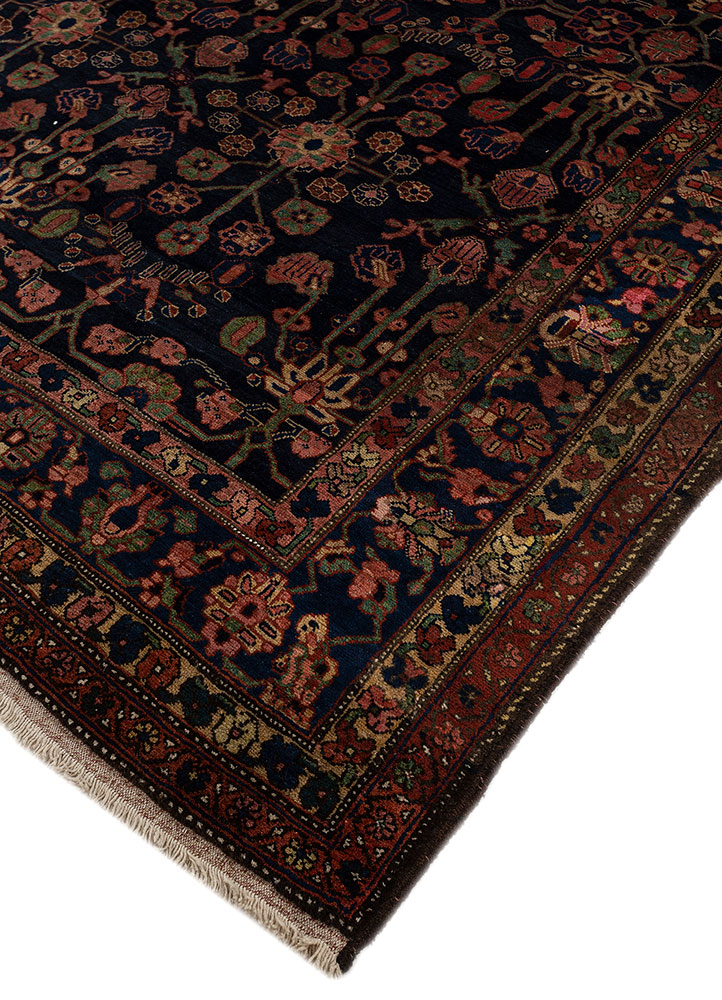 aalam blue wool hand knotted Rug - FloorShot