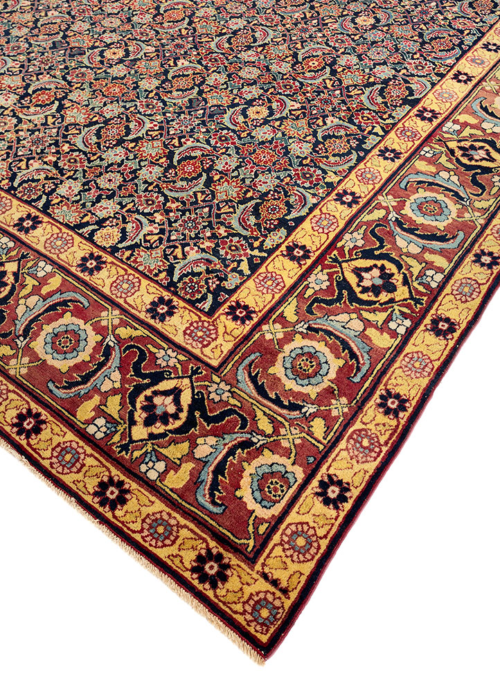 aalam blue wool hand knotted Rug - FloorShot