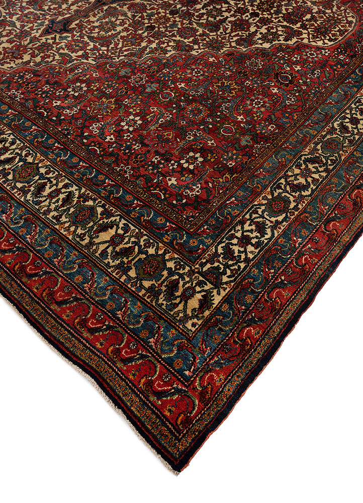 aalam red and orange wool hand knotted Rug - FloorShot