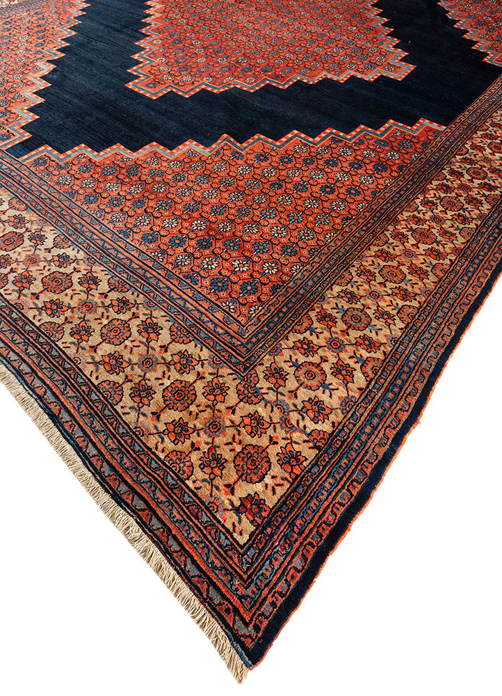 aalam blue wool hand knotted Rug - FloorShot