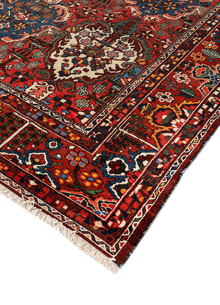 aalam red and orange wool hand knotted Rug - FloorShot