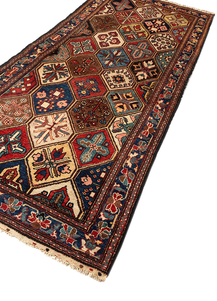 aalam blue wool hand knotted Rug - FloorShot