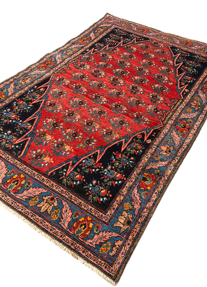 aalam red and orange wool hand knotted Rug - FloorShot