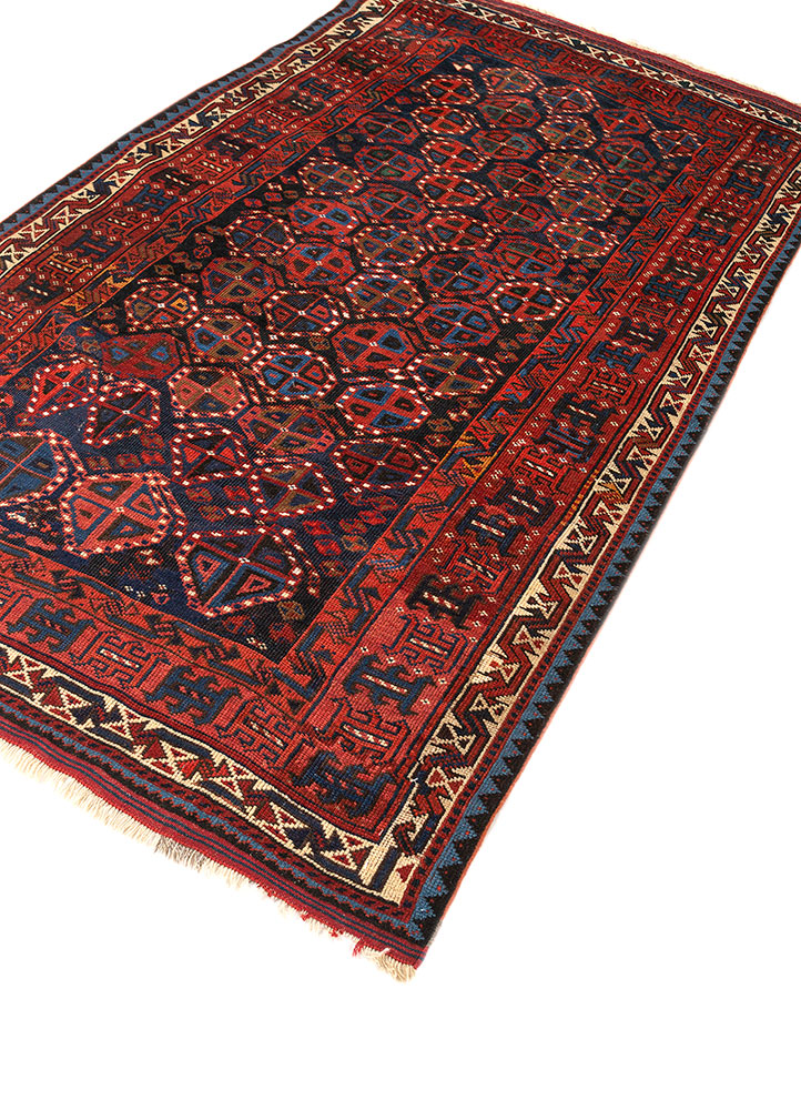 aalam blue wool hand knotted Rug - FloorShot