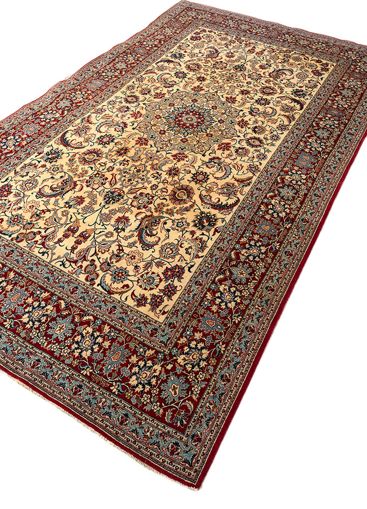 aalam ivory wool hand knotted Rug - FloorShot