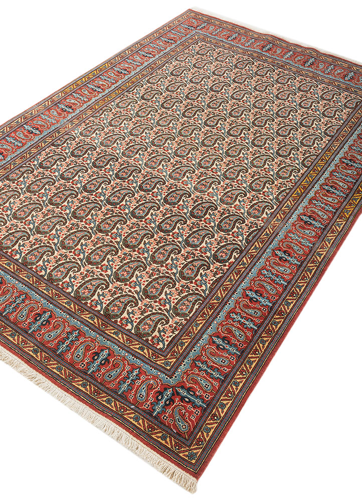 aalam ivory wool hand knotted Rug - FloorShot