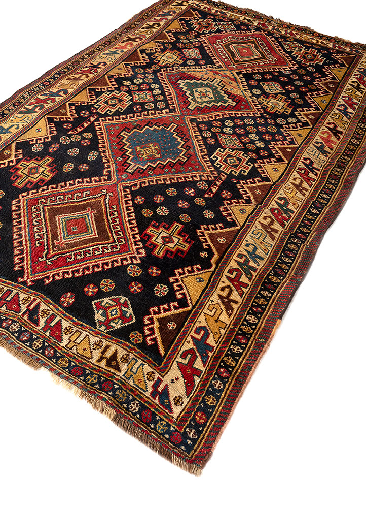 aalam blue wool hand knotted Rug - FloorShot