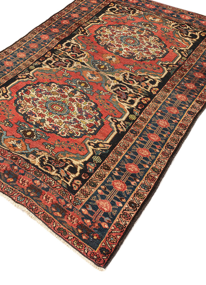 aalam red and orange wool hand knotted Rug - FloorShot