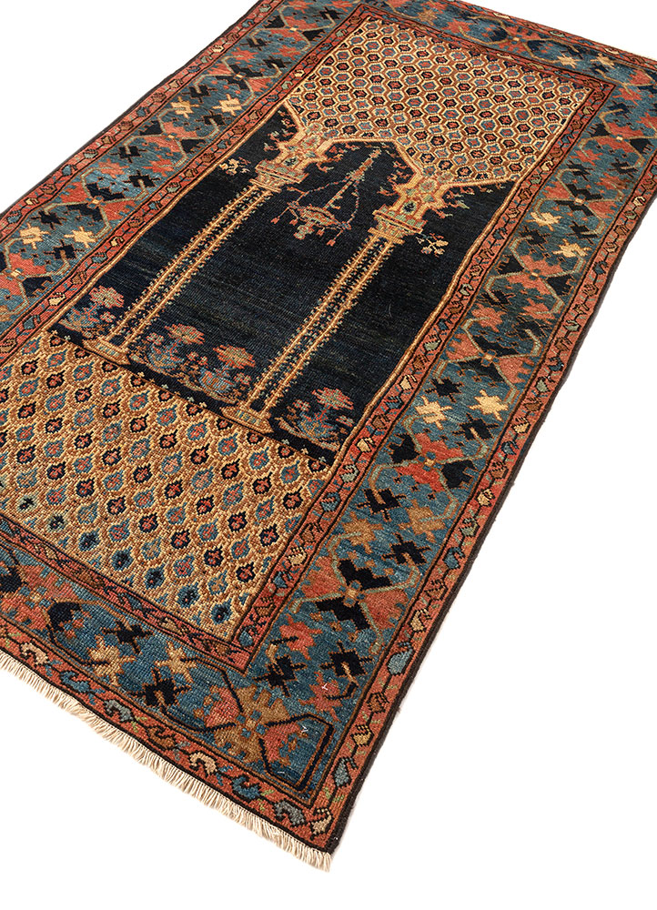 aalam blue wool hand knotted Rug - FloorShot