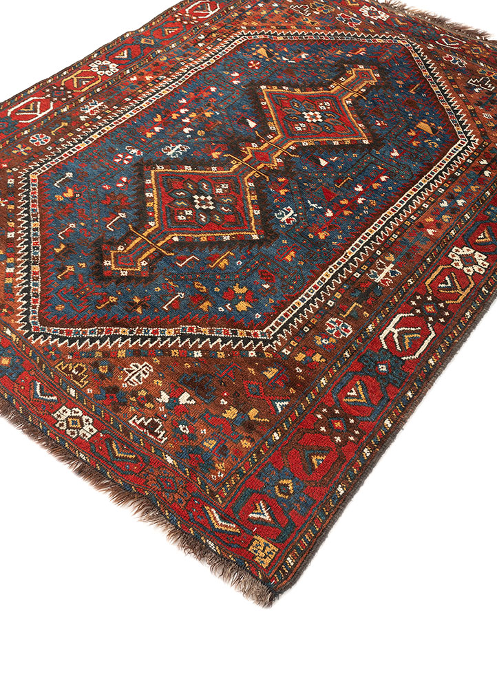 aalam blue wool hand knotted Rug - FloorShot