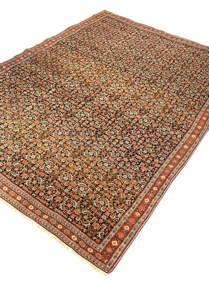 aalam grey and black wool hand knotted Rug - FloorShot