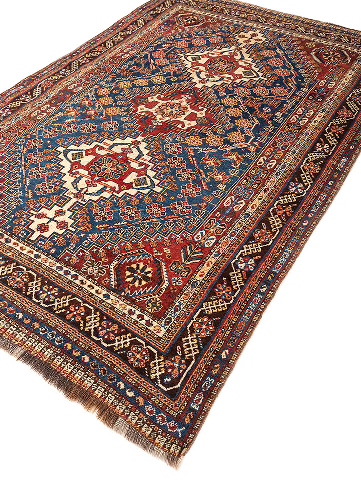 kiaan blue wool hand knotted Rug - FloorShot