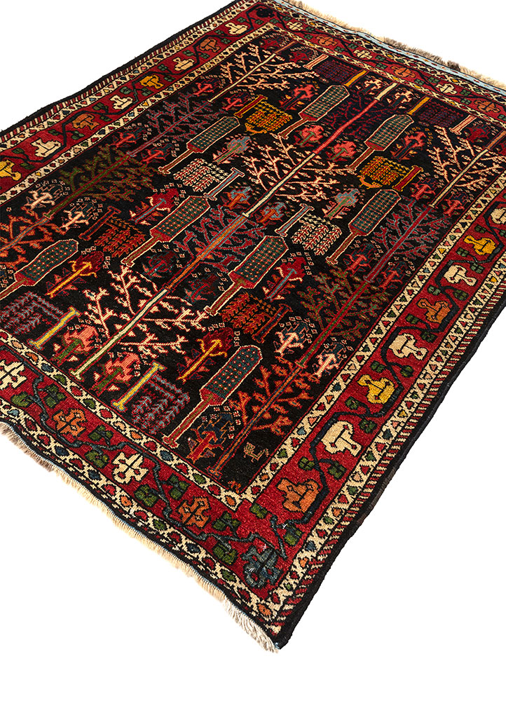 aalam grey and black wool hand knotted Rug - FloorShot